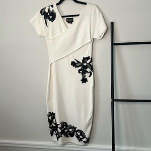 Sachin + Babi Wrap Black Lace detailed White Dress